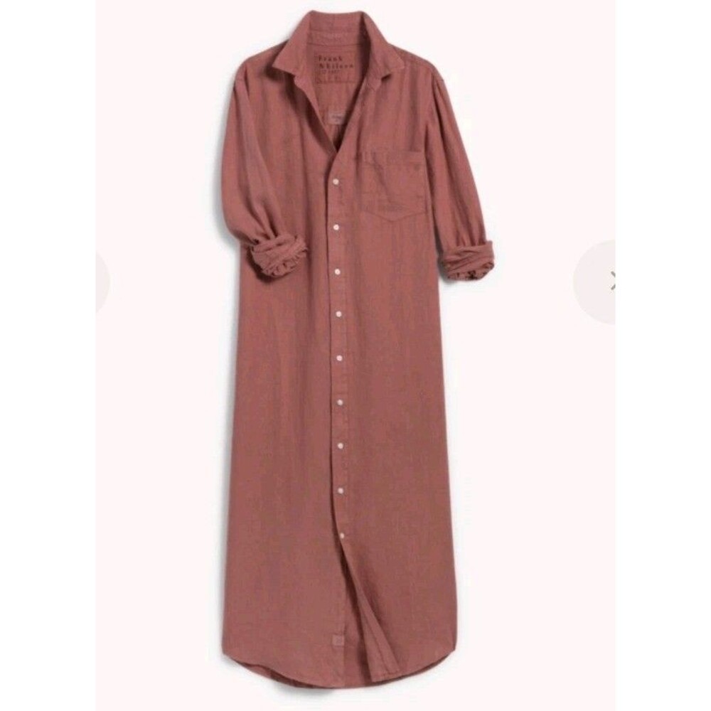 Frank and Eileen Rory Maxi Shirtdress Size XL Mauve Organic Cotton